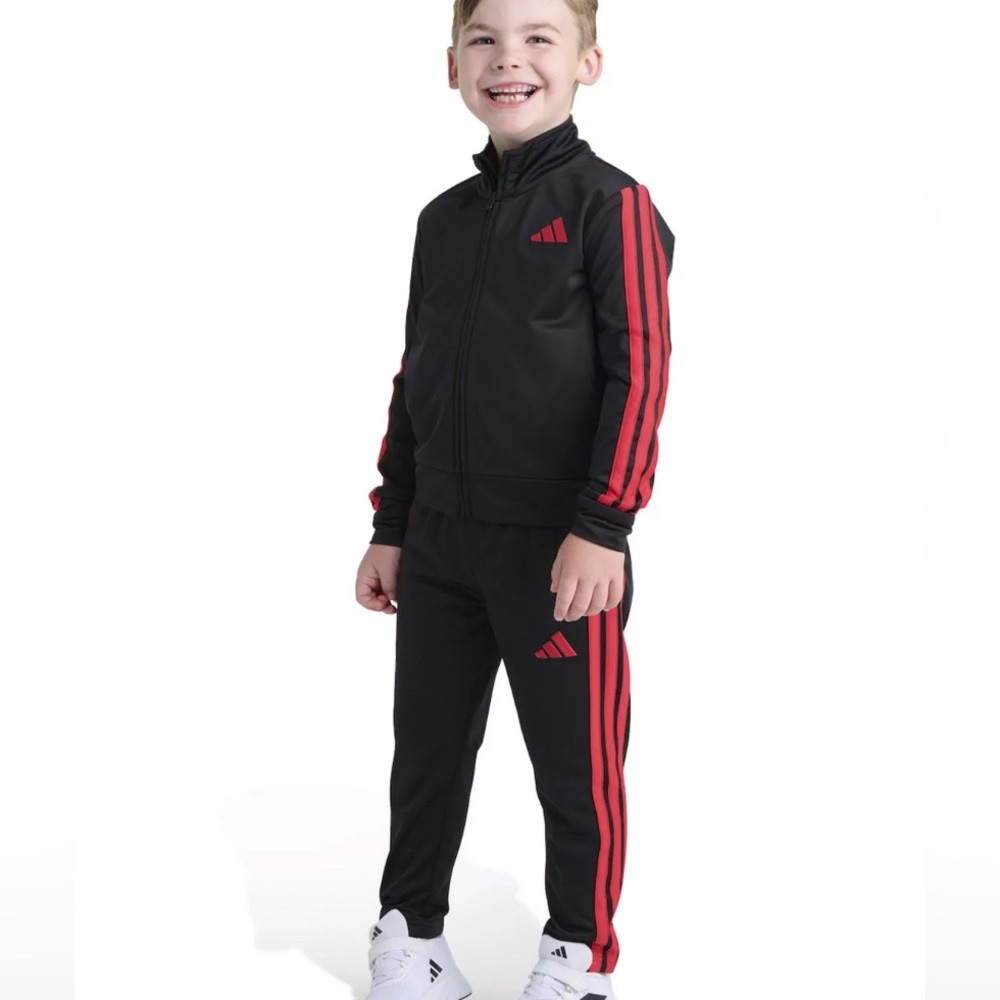 Adidas Kids Boys track set suit joggers jacket size 6 NWT